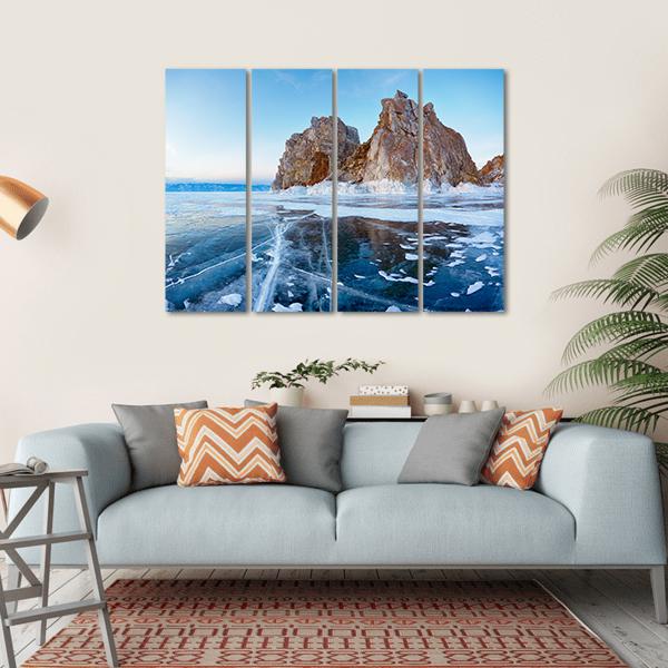 Mount Shamanka In Winter Canvas Wall Art-4 Horizontal-Gallery Wrap-34" x 24"-Tiaracle