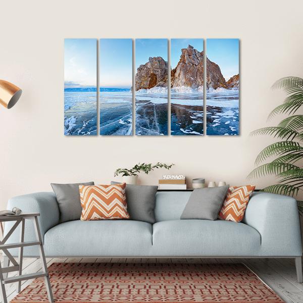 Mount Shamanka In Winter Canvas Wall Art-5 Horizontal-Gallery Wrap-22" x 12"-Tiaracle