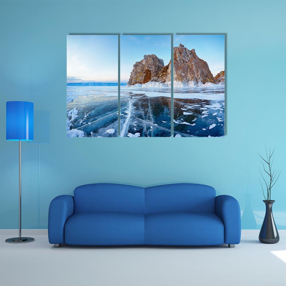 Mount Shamanka In Winter Canvas Wall Art-3 Horizontal-Gallery Wrap-37" x 24"-Tiaracle