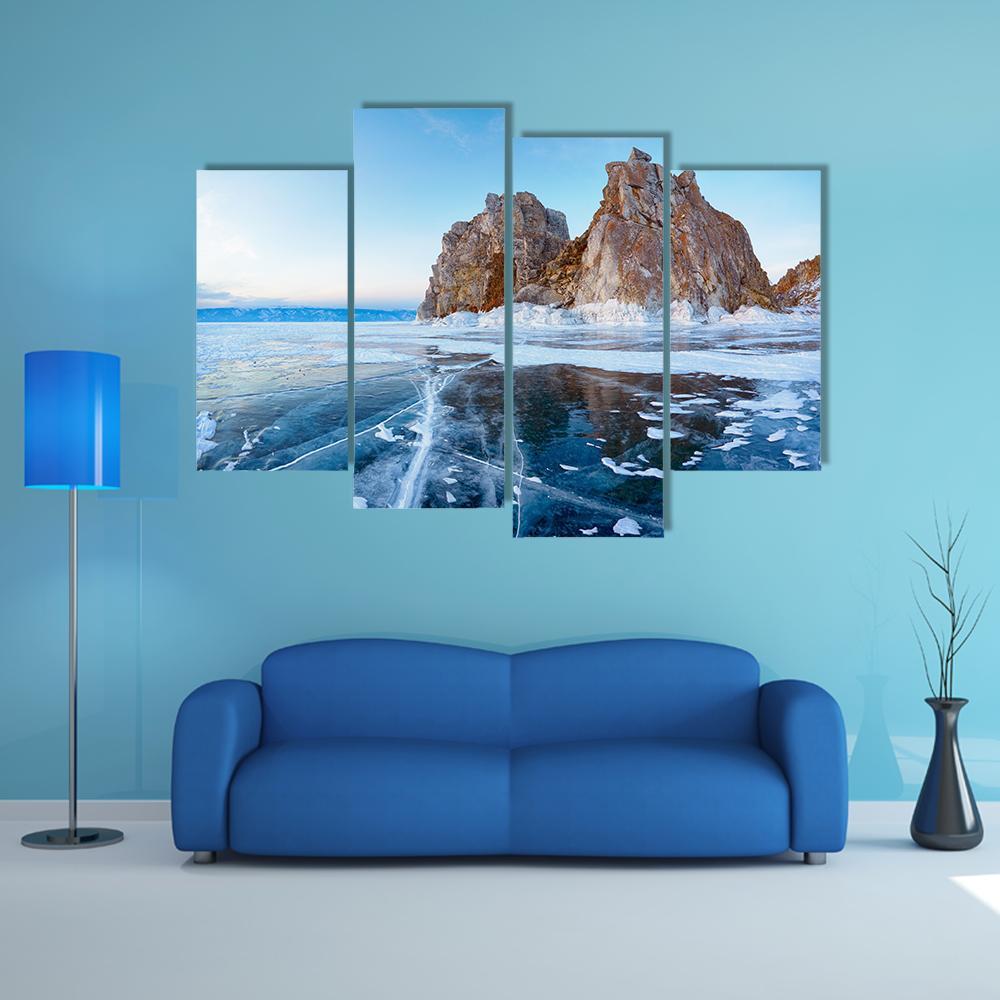 Mount Shamanka In Winter Canvas Wall Art-4 Pop-Gallery Wrap-50" x 32"-Tiaracle