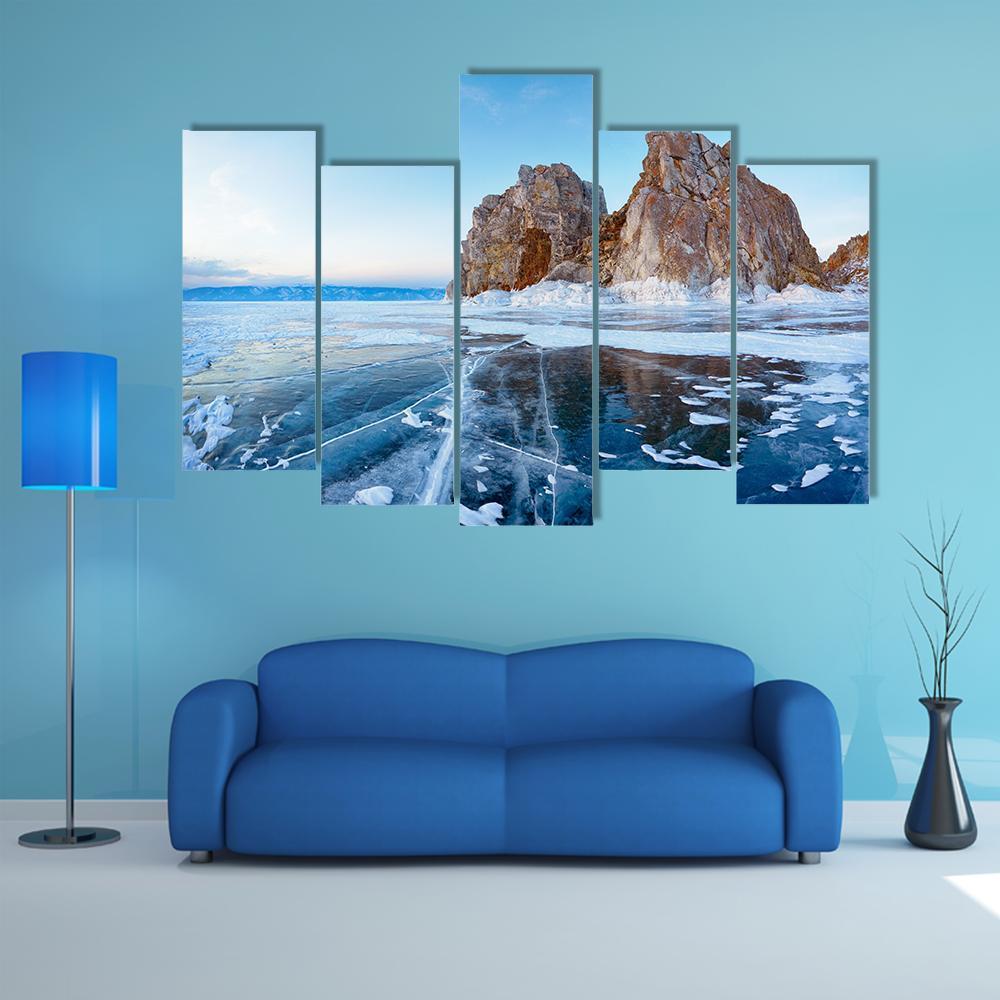 Mount Shamanka In Winter Canvas Wall Art-5 Pop-Gallery Wrap-47" x 32"-Tiaracle