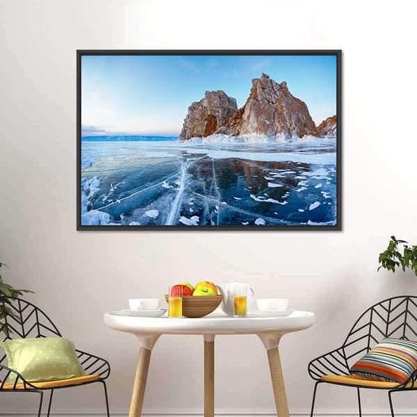 Mount Shamanka In Winter Canvas Wall Art-3 Horizontal-Gallery Wrap-25" x 16"-Tiaracle