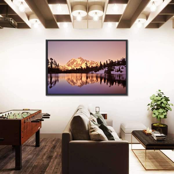 Mount Shuksan With Lake Canvas Wall Art-5 Horizontal-Gallery Wrap-22" x 12"-Tiaracle