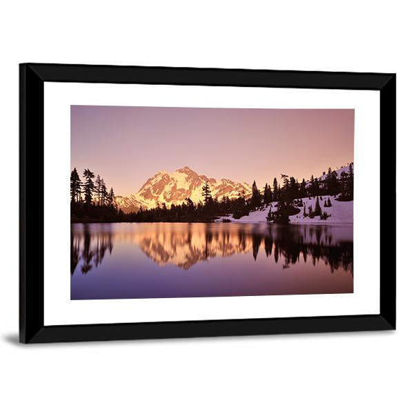Mount Shuksan With Lake Canvas Wall Art-5 Horizontal-Gallery Wrap-22" x 12"-Tiaracle