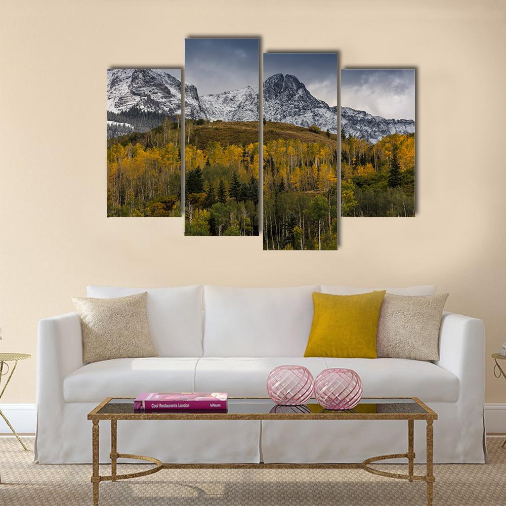 Mount Sneffels In Autumn Canvas Wall Art-4 Pop-Gallery Wrap-50" x 32"-Tiaracle