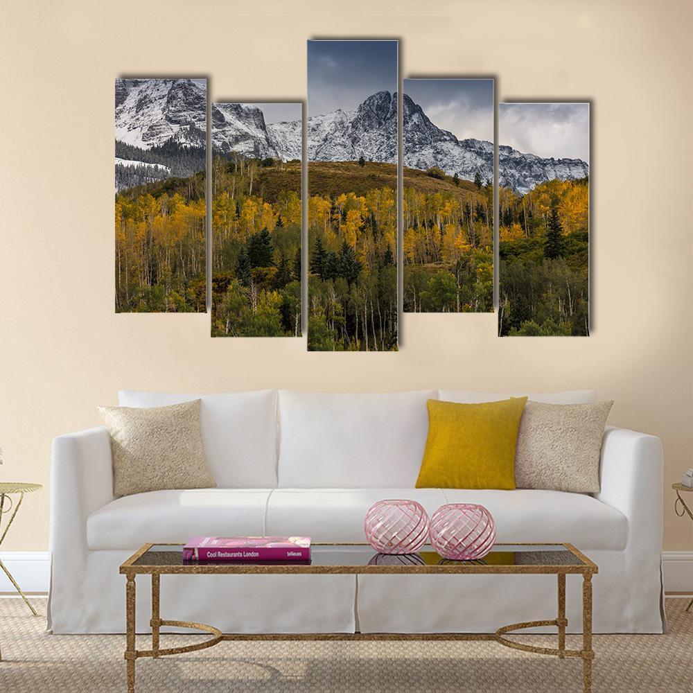 Mount Sneffels In Autumn Canvas Wall Art-5 Pop-Gallery Wrap-47" x 32"-Tiaracle