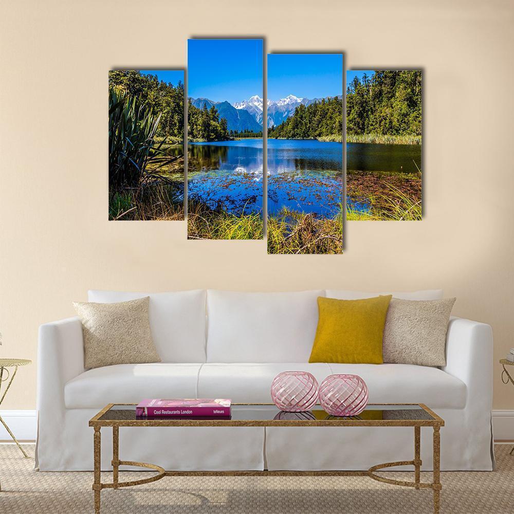 Mount Cook From Lake Canvas Wall Art-4 Pop-Gallery Wrap-50" x 32"-Tiaracle
