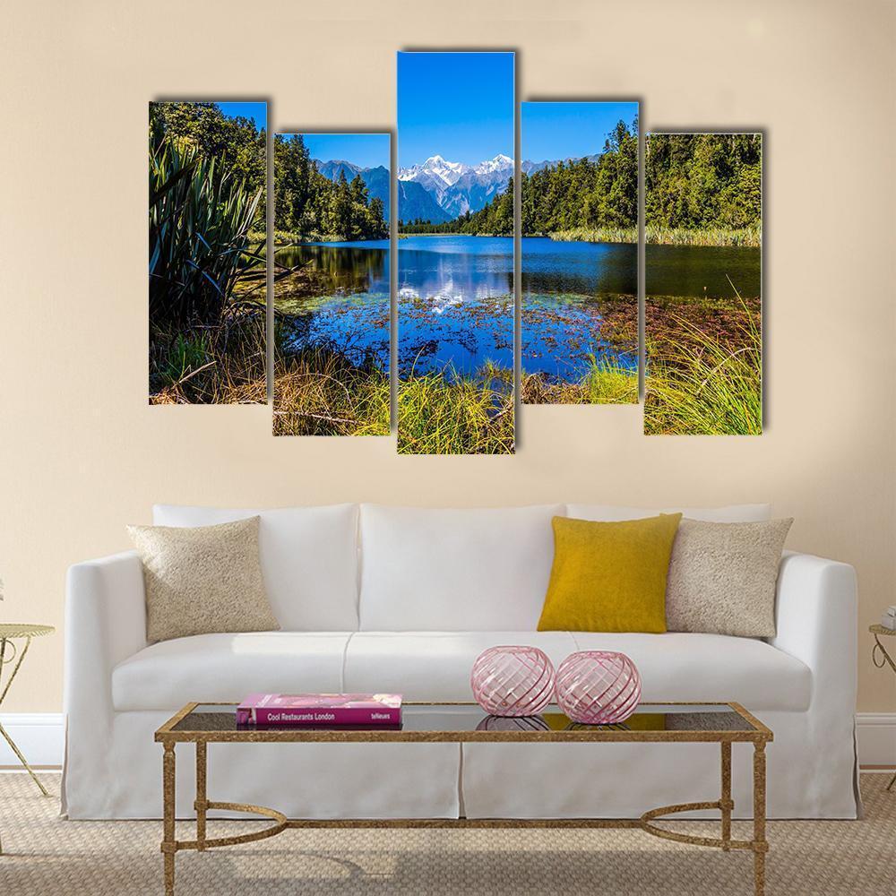 Mount Cook From Lake Canvas Wall Art-4 Pop-Gallery Wrap-50" x 32"-Tiaracle