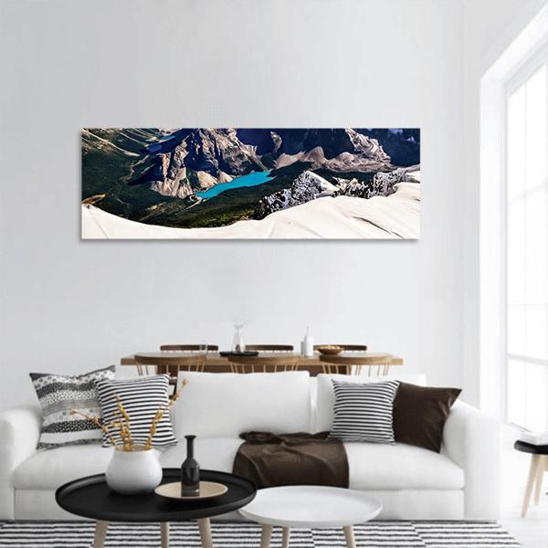 Mt Temple Canada Panoramic Canvas Wall Art-3 Piece-25" x 08"-Tiaracle