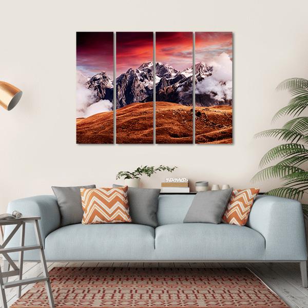Mount Ushba In Autumn Canvas Wall Art-4 Horizontal-Gallery Wrap-34" x 24"-Tiaracle