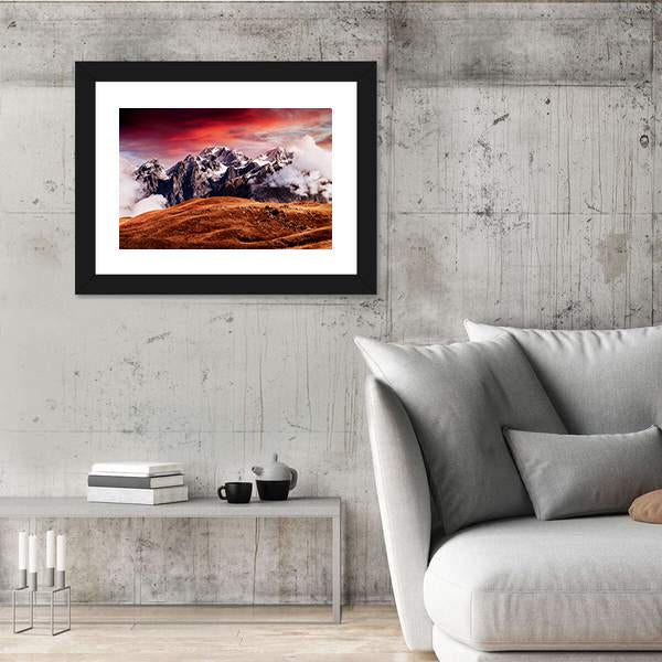 Mount Ushba In Autumn Canvas Wall Art-3 Horizontal-Gallery Wrap-25" x 16"-Tiaracle