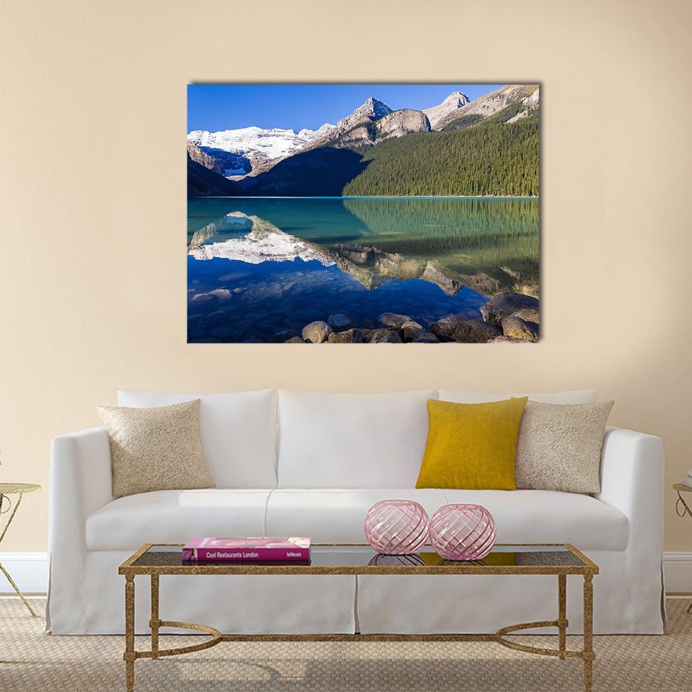 Mount Victoria From Lake Canvas Wall Art-1 Piece-Gallery Wrap-48" x 32"-Tiaracle