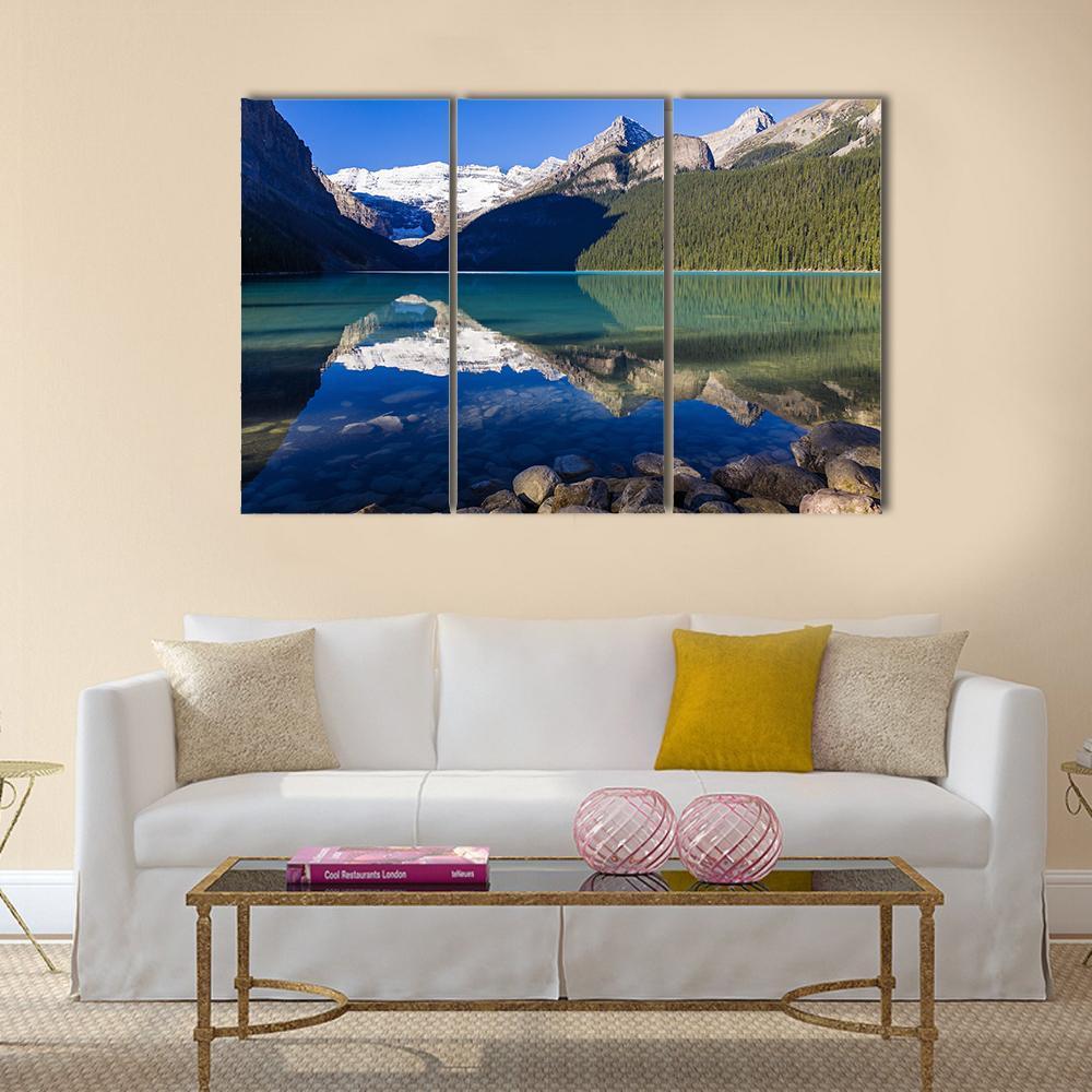 Mount Victoria From Lake Canvas Wall Art-3 Horizontal-Gallery Wrap-37" x 24"-Tiaracle