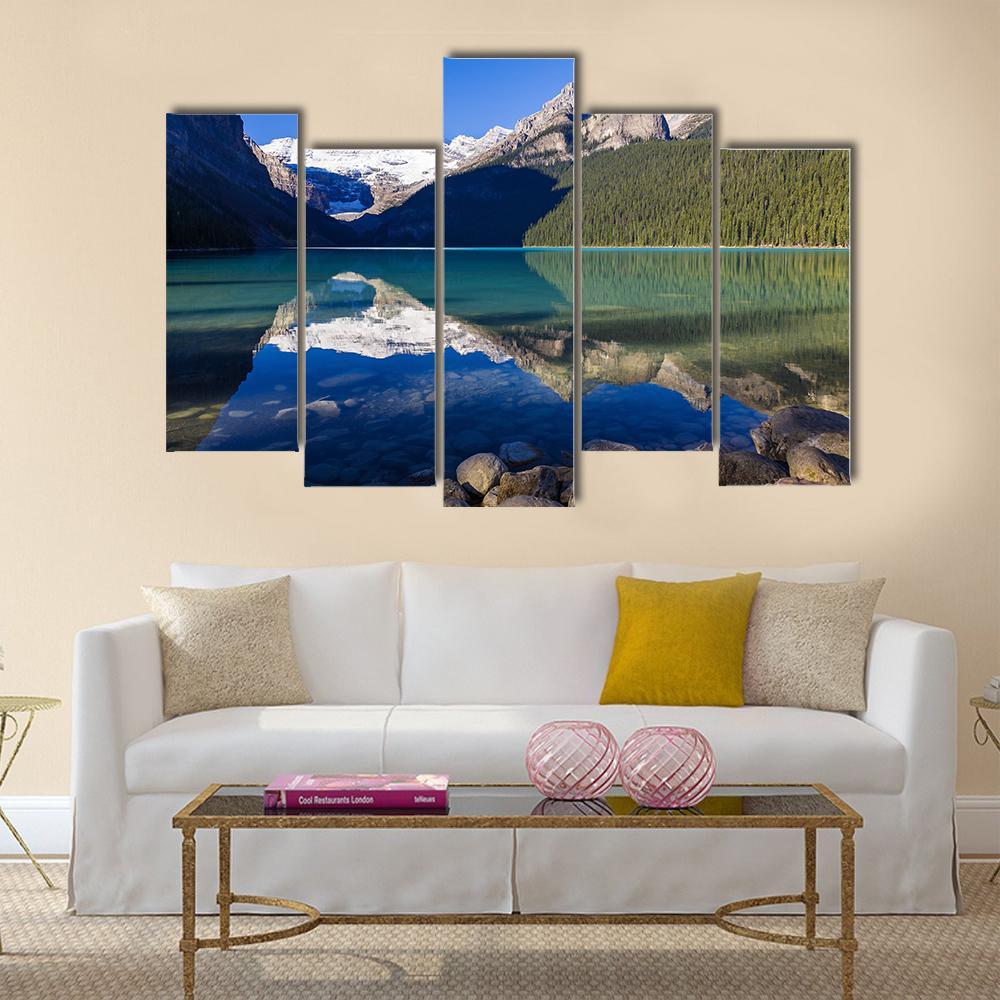 Mount Victoria From Lake Canvas Wall Art-5 Pop-Gallery Wrap-47" x 32"-Tiaracle