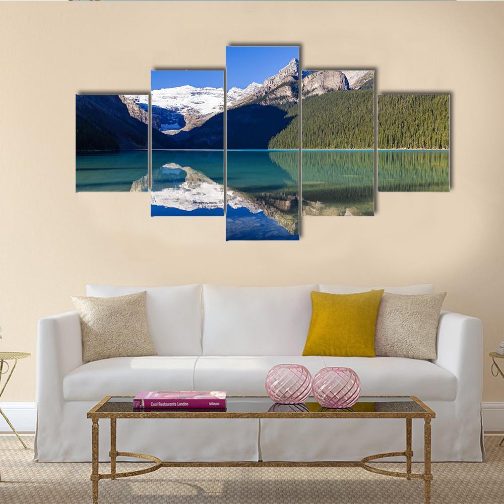 Mount Victoria From Lake Canvas Wall Art-5 Star-Gallery Wrap-62" x 32"-Tiaracle