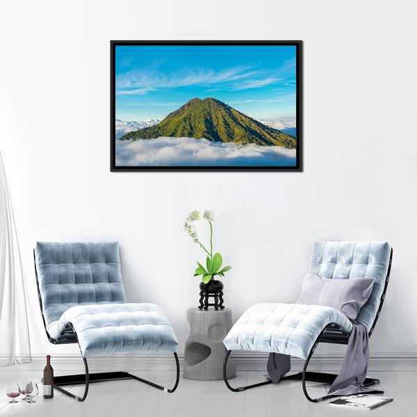 Mountain Above Clouds Canvas Wall Art-1 Piece-Floating Frame-24" x 16"-Tiaracle