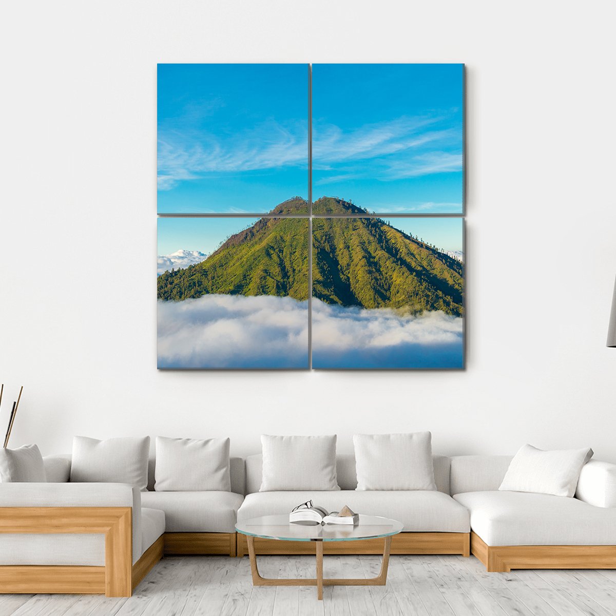 Mountain Above Clouds Canvas Wall Art-4 Square-Gallery Wrap-17" x 17"-Tiaracle