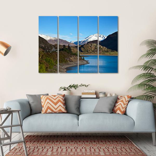 Mountain Above Lake Canvas Wall Art-4 Horizontal-Gallery Wrap-34" x 24"-Tiaracle
