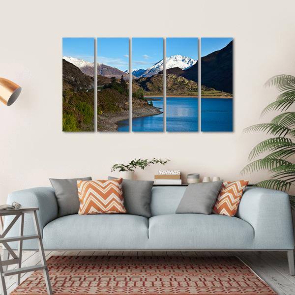 Mountain Above Lake Canvas Wall Art-5 Horizontal-Gallery Wrap-22" x 12"-Tiaracle