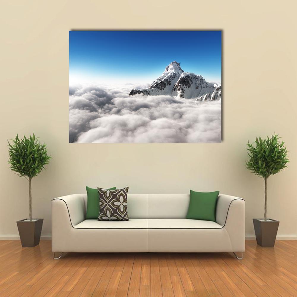 Mountain Above The Clouds Canvas Wall Art-1 Piece-Gallery Wrap-48" x 32"-Tiaracle