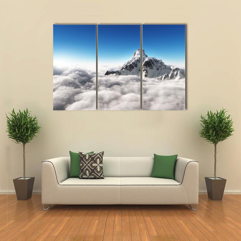 Mountain Above The Clouds Canvas Wall Art-3 Horizontal-Gallery Wrap-37" x 24"-Tiaracle
