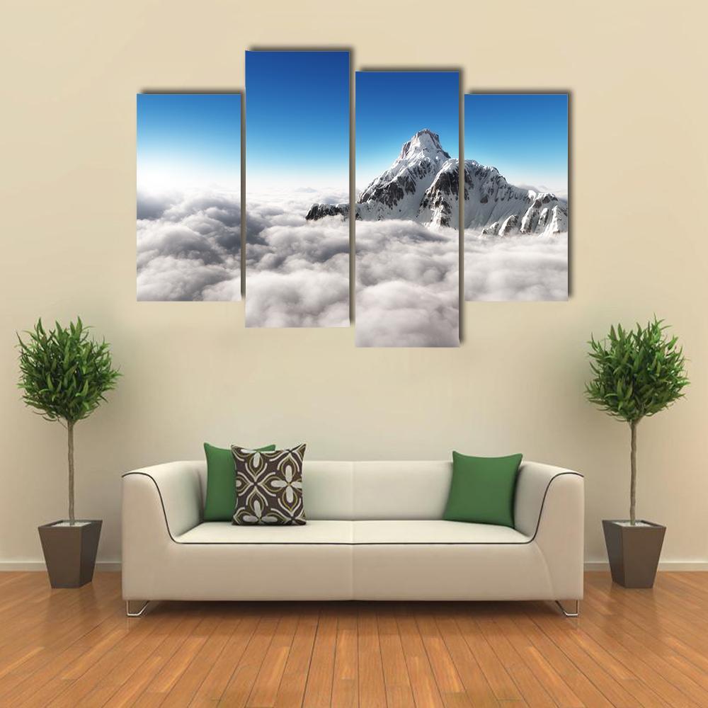 Mountain Above The Clouds Canvas Wall Art-4 Pop-Gallery Wrap-50" x 32"-Tiaracle