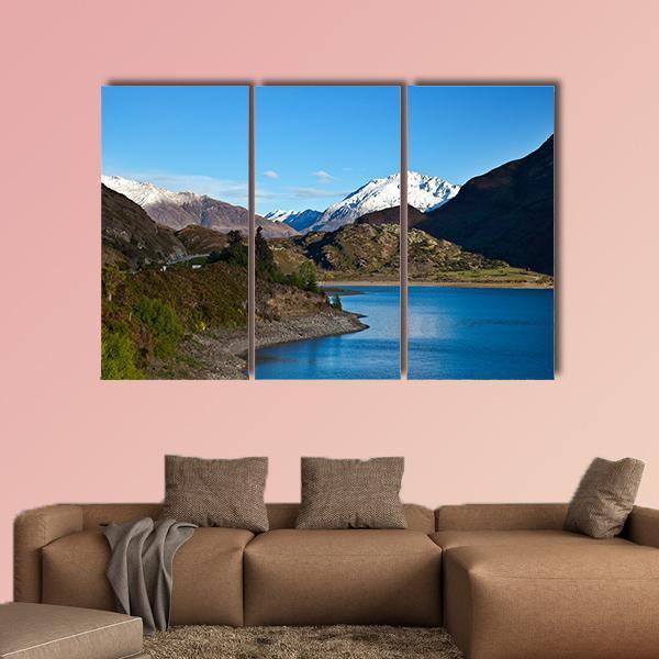 Mountain Above Lake Canvas Wall Art-3 Horizontal-Gallery Wrap-37" x 24"-Tiaracle