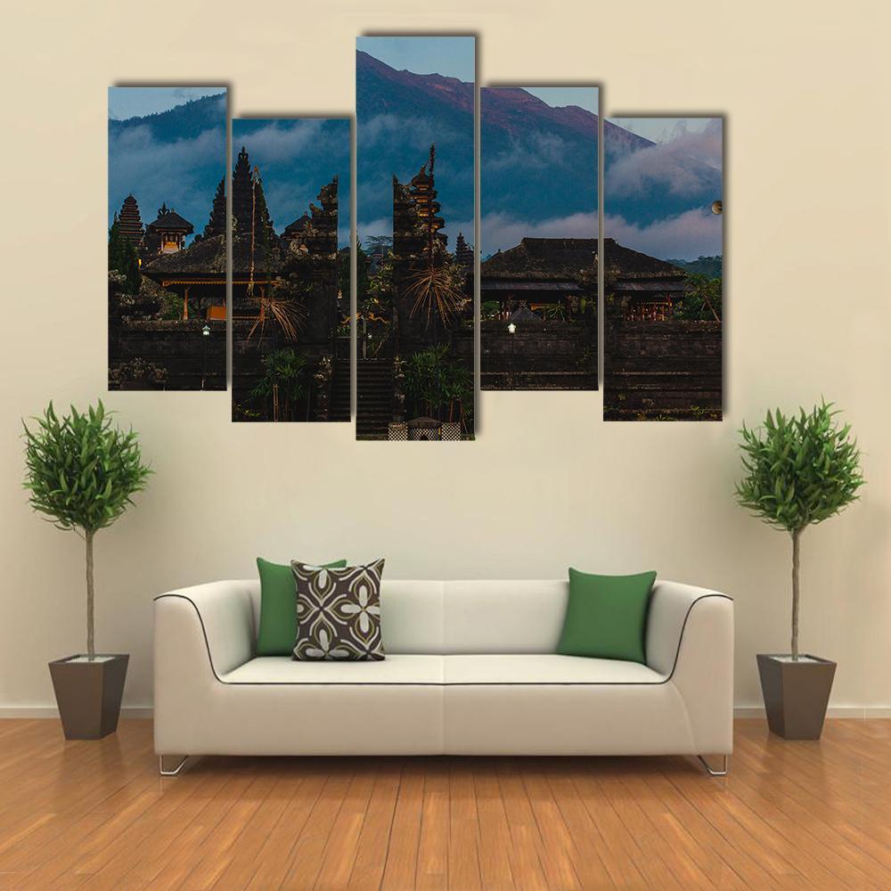Besakih Temple Indonesia Canvas Wall Art-5 Pop-Gallery Wrap-47" x 32"-Tiaracle