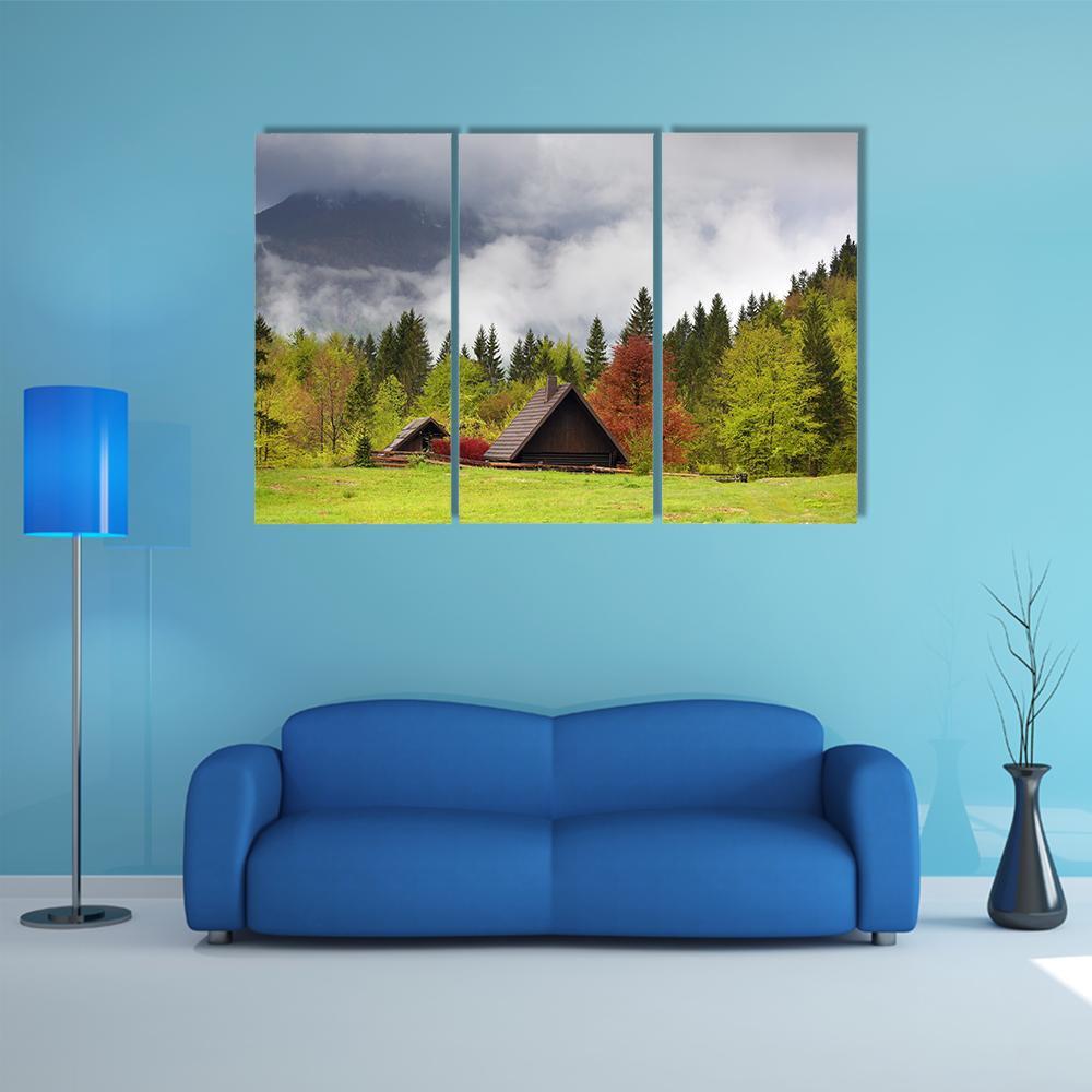 Mountain Alps Landscape Canvas Wall Art-4 Pop-Gallery Wrap-50" x 32"-Tiaracle