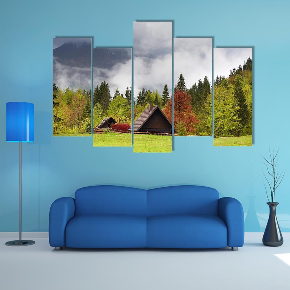 Mountain Alps Landscape Canvas Wall Art-5 Pop-Gallery Wrap-47" x 32"-Tiaracle