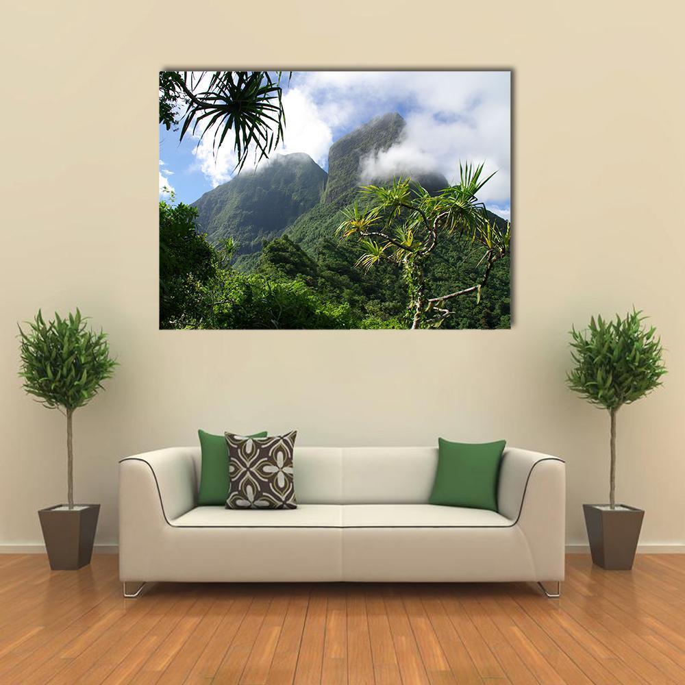 Mountain & Jungle Tahiti Canvas Wall Art-4 Pop-Gallery Wrap-50" x 32"-Tiaracle