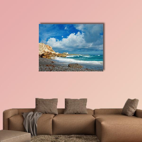 Waves On Remote Island Canvas Wall Art-1 Piece-Gallery Wrap-48" x 32"-Tiaracle