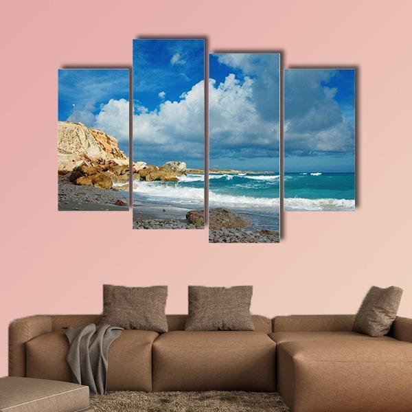 Waves On Remote Island Canvas Wall Art-4 Pop-Gallery Wrap-50" x 32"-Tiaracle