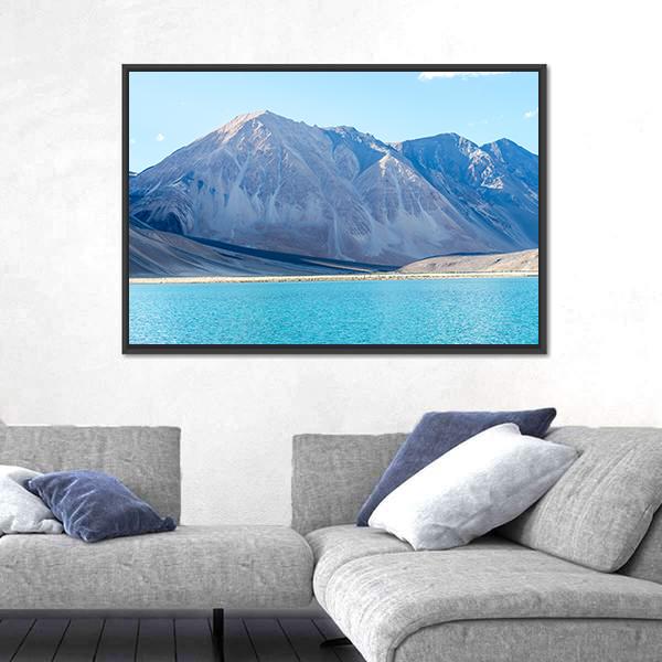 Mountain At Lake Pangong Canvas Wall Art-3 Horizontal-Gallery Wrap-25" x 16"-Tiaracle