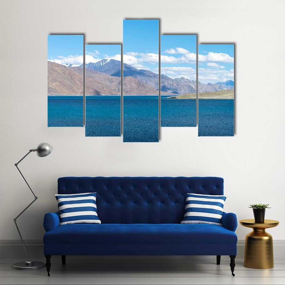 Mountain At Pangong Lake Canvas Wall Art-5 Pop-Gallery Wrap-47" x 32"-Tiaracle