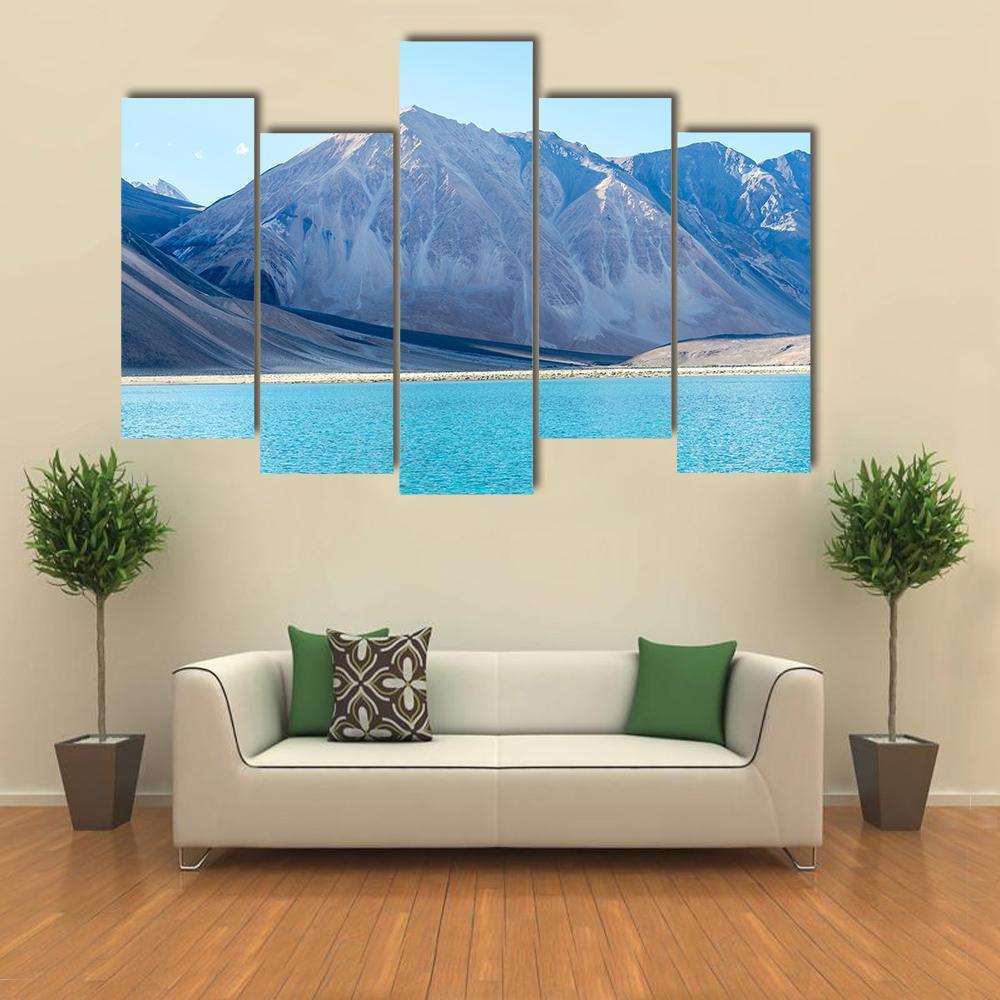 Mountain At Lake Pangong Canvas Wall Art-5 Pop-Gallery Wrap-47" x 32"-Tiaracle