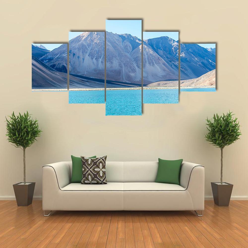 Mountain At Lake Pangong Canvas Wall Art-5 Star-Gallery Wrap-62" x 32"-Tiaracle