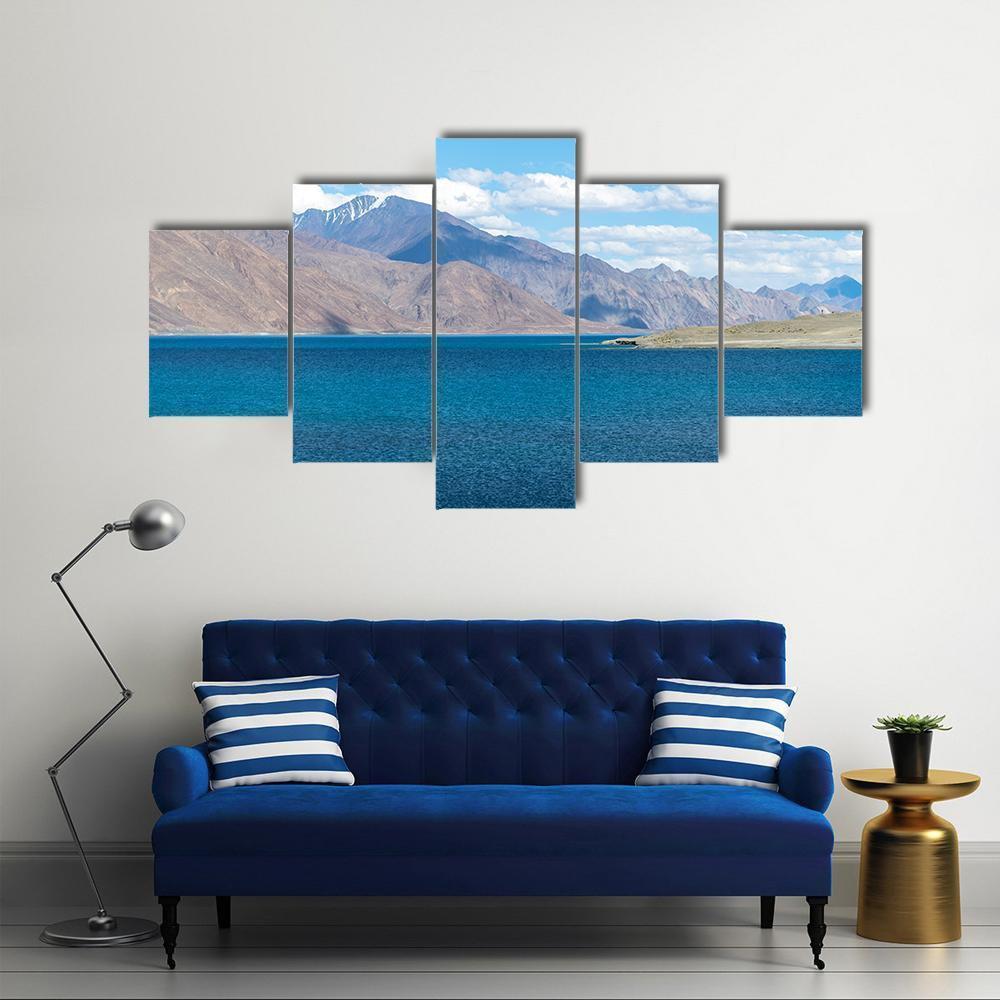 Mountain At Pangong Lake Canvas Wall Art-5 Star-Gallery Wrap-62" x 32"-Tiaracle