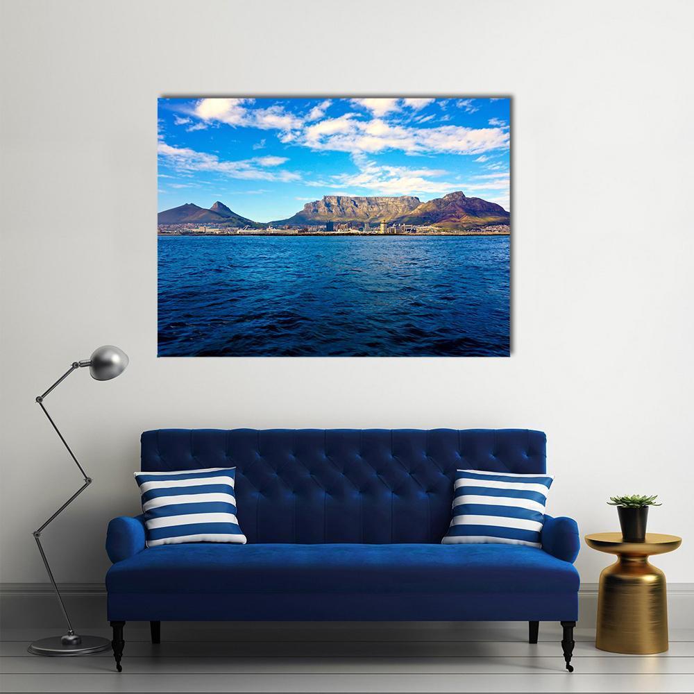 Mountain At The Sea Shore Canvas Wall Art-1 Piece-Gallery Wrap-48" x 32"-Tiaracle