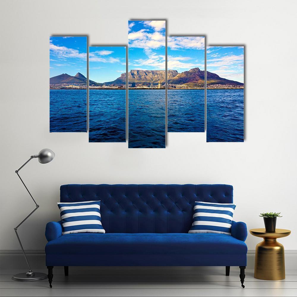 Mountain At The Sea Shore Canvas Wall Art-5 Pop-Gallery Wrap-47" x 32"-Tiaracle