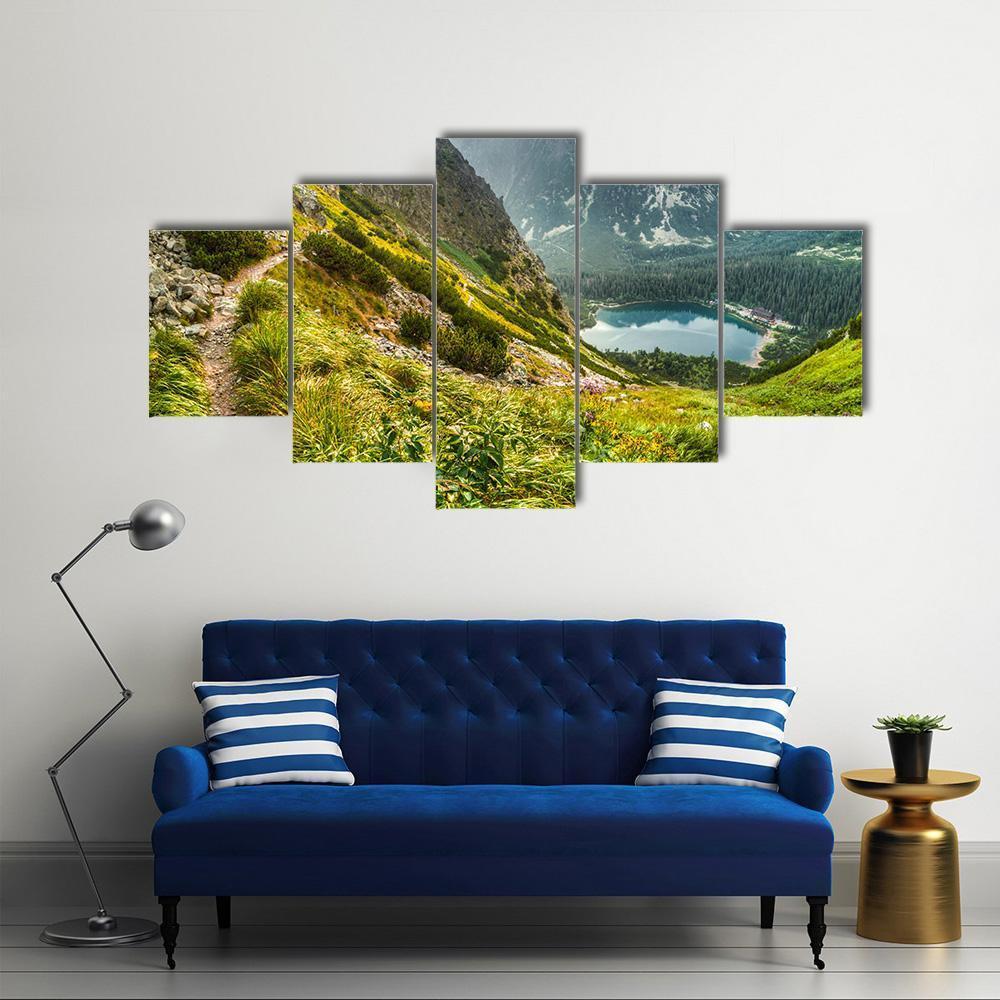 Poprad Pond Canvas Wall Art-5 Star-Gallery Wrap-62" x 32"-Tiaracle
