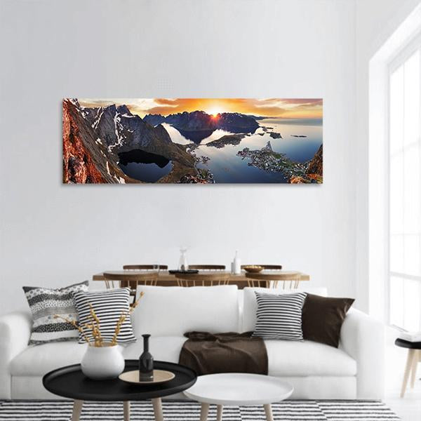 Mountain Coast Norway Panoramic Canvas Wall Art-1 Piece-36" x 12"-Tiaracle