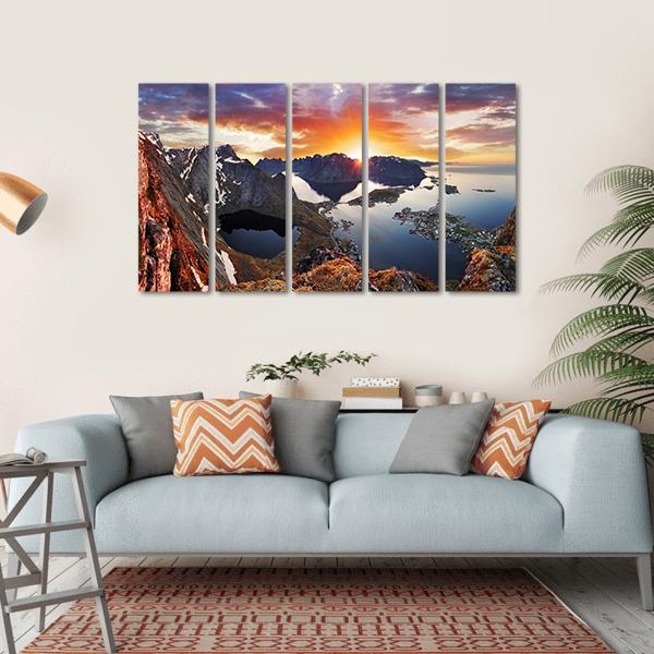 Mountain Coast Norway Canvas Wall Art-5 Horizontal-Gallery Wrap-22" x 12"-Tiaracle