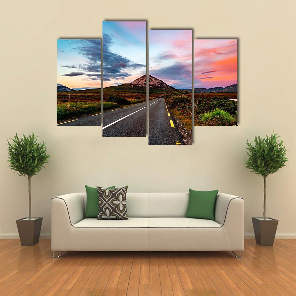 Mount Errigal At Sunset Canvas Wall Art-4 Pop-Gallery Wrap-50" x 32"-Tiaracle