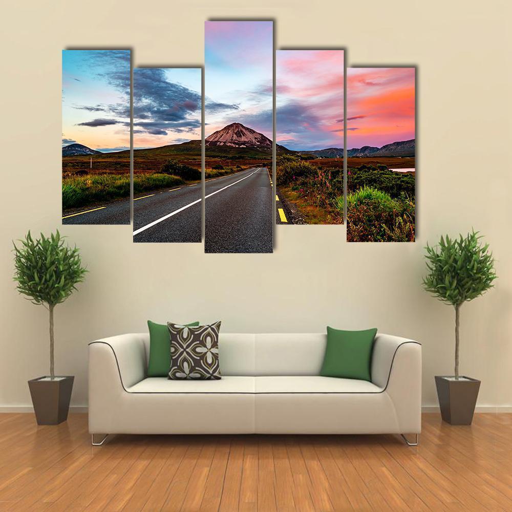 Mount Errigal At Sunset Canvas Wall Art-5 Pop-Gallery Wrap-47" x 32"-Tiaracle