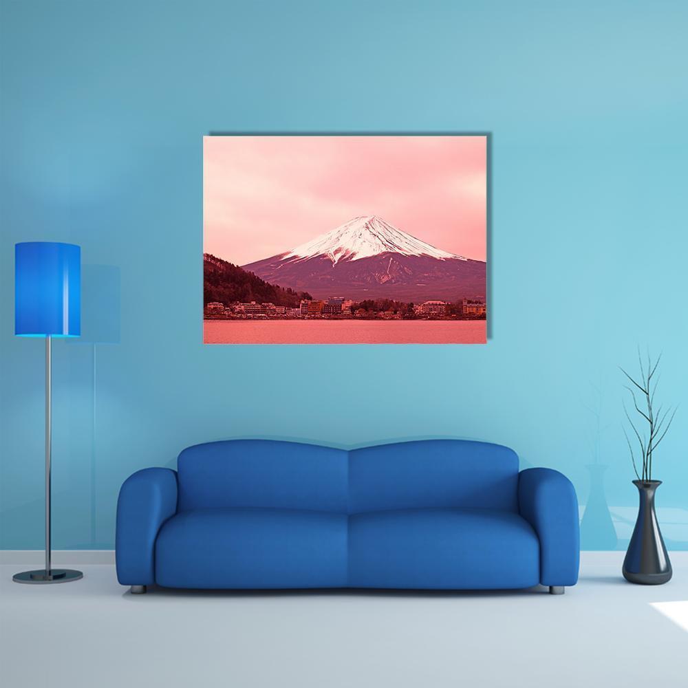 Mountain Fuji At Morning Canvas Wall Art-1 Piece-Gallery Wrap-48" x 32"-Tiaracle