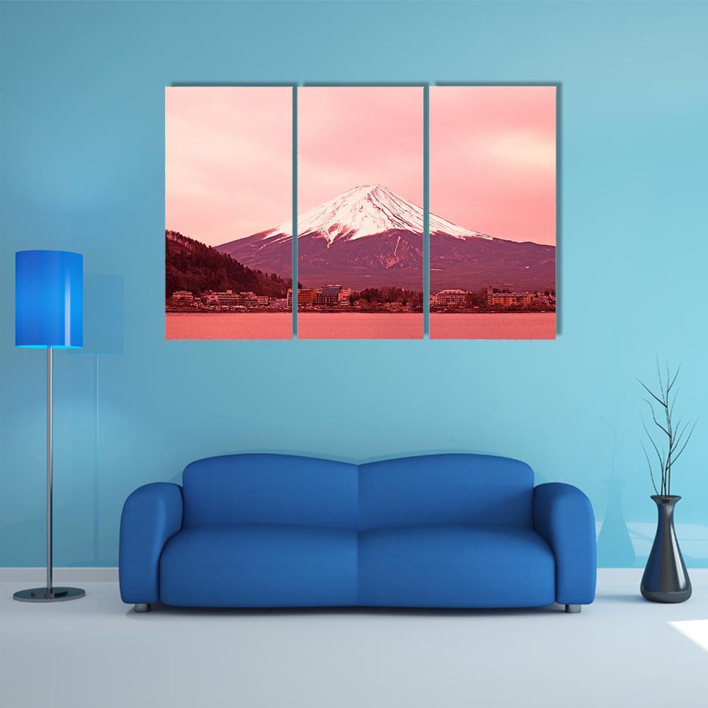 Mountain Fuji At Morning Canvas Wall Art-3 Horizontal-Gallery Wrap-37" x 24"-Tiaracle