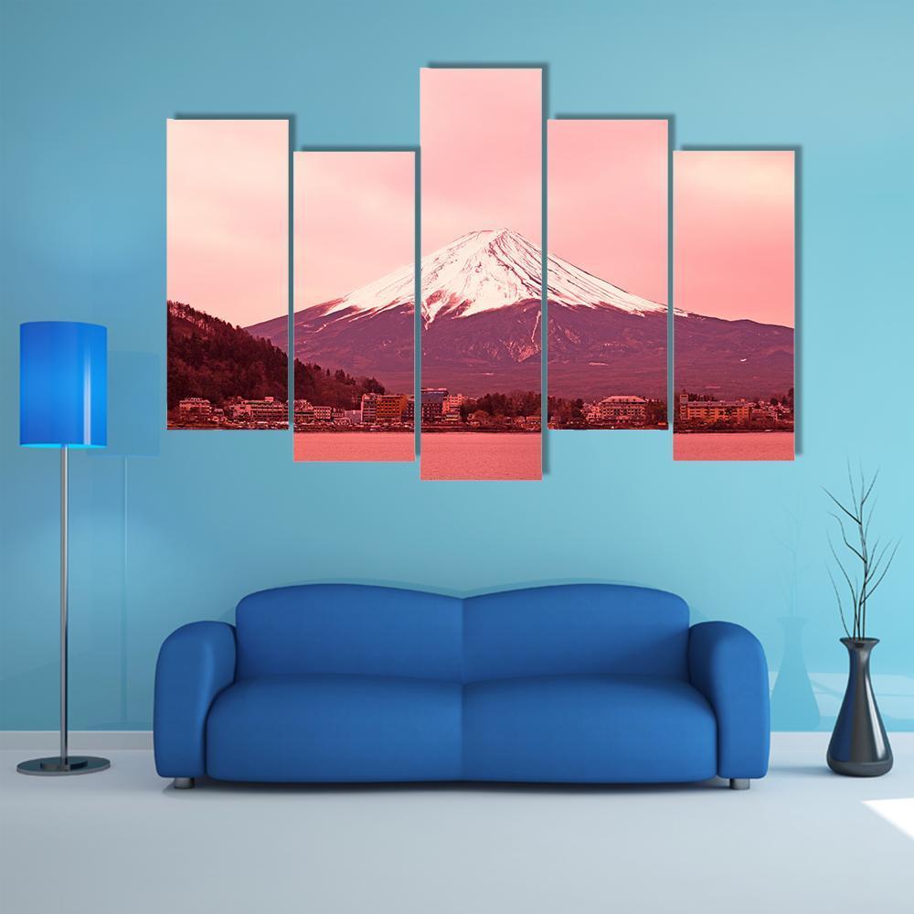 Mountain Fuji At Morning Canvas Wall Art-5 Pop-Gallery Wrap-47" x 32"-Tiaracle