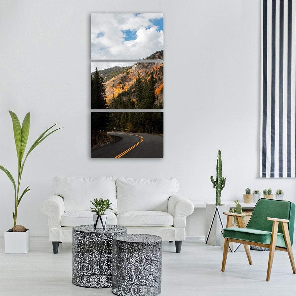 Road In Mountain Vertical Canvas Wall Art-3 Vertical-Gallery Wrap-12" x 25"-Tiaracle