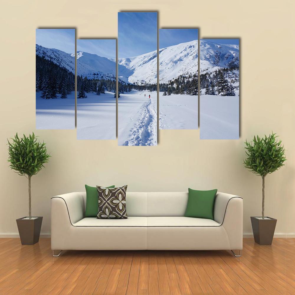 Snow Hiking Trail Poland Canvas Wall Art-5 Pop-Gallery Wrap-47" x 32"-Tiaracle